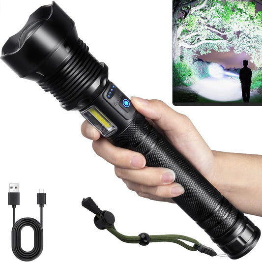 Flashlights High Lumens Rechargeable, Super Bright 990000 Lumens Flashlights with USB Cable